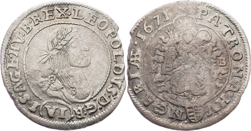 Leopold I., 6 Kreuzer 1671, KB, Kremnitz Leopold I., 6 Kreuzer 1671, KB, Kremnit...