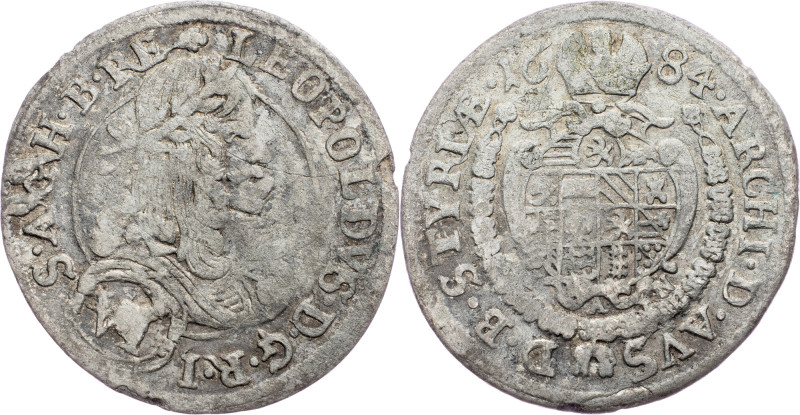 Leopold I., 6 Kreuzer 1684, Graz Leopold I., 6 Kreuzer 1684, Graz|corrosion; F
...