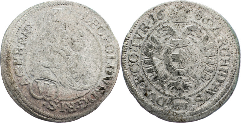 Leopold I., 6 Kreuzer 1686, Vienna Leopold I., 6 Kreuzer 1686, Vienna; F+

Gra...