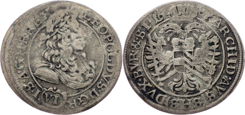 Leopold I., 6 Kreuzer 1687, SHS, Breslau Leopold I., 6 Kreuzer 1687, SHS, Bresla...