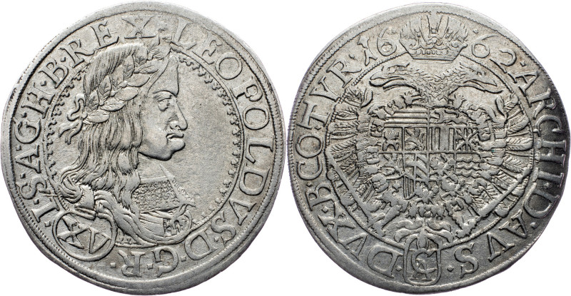 Leopold I., 15 Kreuzer 1662, Vienna Leopold I., 15 Kreuzer 1662, Vienna, Hol. WI...