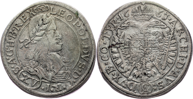 Leopold I., 15 Kreuzer 1663, Vienna Leopold I., 15 Kreuzer 1663, Vienna, Hol. WI...