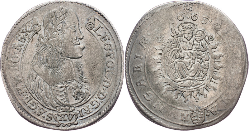 Leopold I., 15 Kreuzer 1663, KB, Kremnitz Leopold I., 15 Kreuzer 1663, KB, Kremn...