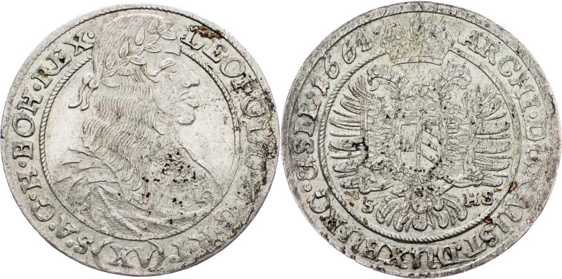 Leopold I., 15 Kreuzer 1664, Breslau Leopold I., 15 Kreuzer 1664, Breslau; EF
...