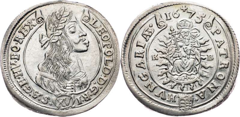 Leopold I., 15 Kreuzer 1675, KB, Kremnitz Leopold I., 15 Kreuzer 1675, KB, Kremn...