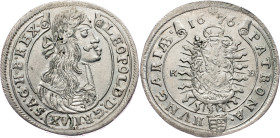 Leopold I., 15 Kreuzer 1676, KB, Kremnitz Leopold I., 15 Kreuzer 1676, KB, Kremnitz, Hol. KB 76.1.2; EF+

Grade: EF+