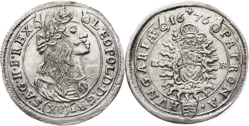Leopold I., 15 Kreuzer 1676, KB, Kremnitz Leopold I., 15 Kreuzer 1676, KB, Kremn...