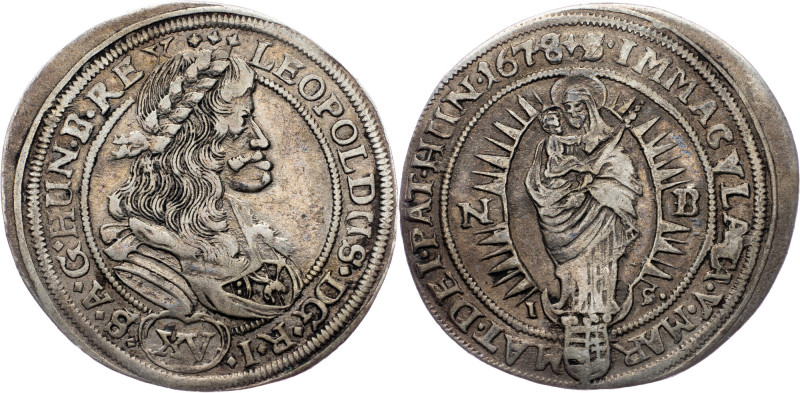 Leopold I., 15 Kreuzer 1678, NB, Nagybanya Leopold I., 15 Kreuzer 1678, NB, Nagy...