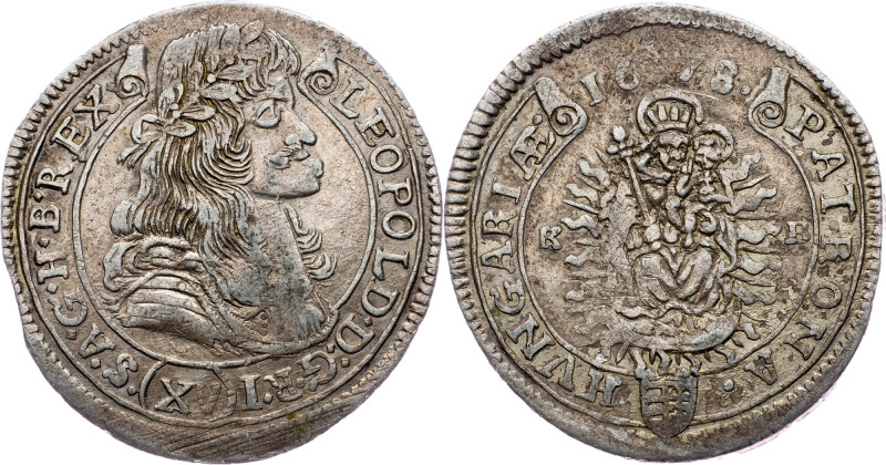 Leopold I., 15 Kreuzer 1678, KB, Kremnitz Leopold I., 15 Kreuzer 1678, KB, Kremn...