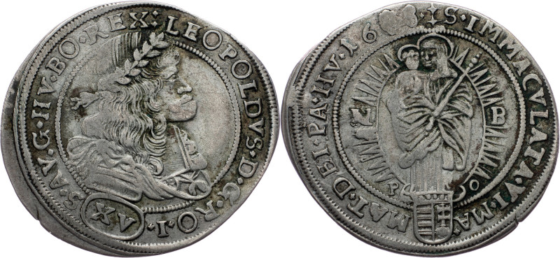 Leopold I., 15 Kreuzer 1688?, NB, Nagybanya Leopold I., 15 Kreuzer 1688?, NB, Na...