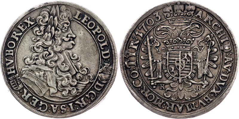 Leopold I., 1/2 Thaler 1703, KB, Kremnitz Leopold I., 1/2 Thaler 1703, KB, Kremn...