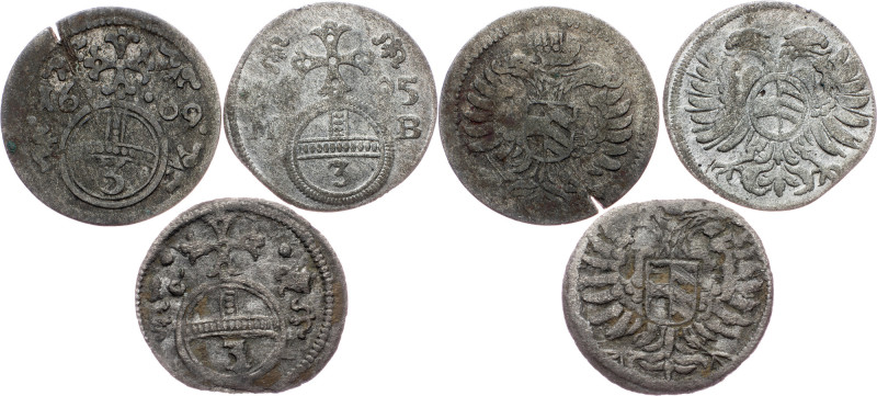 Leopold I., Lot of 3pcs Leopold I., Lot of 3pcs