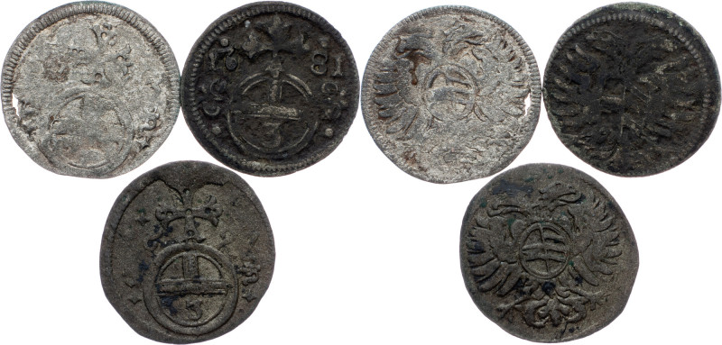 Leopold I., Lot of 3pcs Leopold I., Lot of 3pcs