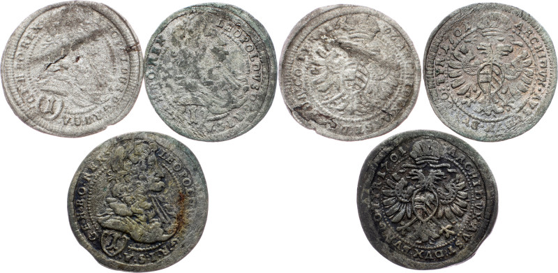 Leopold I., Lot of 3pcs Leopold I., Lot of 3pcs