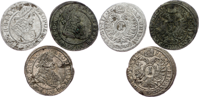 Leopold I., Lot of 3pcs Leopold I., Lot of 3pcs