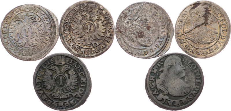 Leopold I., lot of 3pcs Leopold I.|Lot of 3pcs