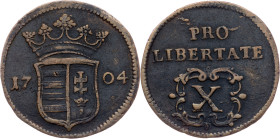 Franz I. Rakoczi, X Poltura 1704 Franz I. Rakoczi, X Poltura 1704, Her. 23|toned; VF

Grade: VF