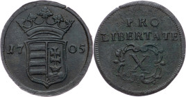 Franz I. Rakoczi, X Poltura 1705 Franz I. Rakoczi, X Poltura 1705, Her. 24|corrosion; aVF

Grade: aVF