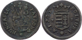Franz I. Rakoczi, Poltura 1705, KB, Kremnitz Franz I. Rakoczi, Poltura 1705, KB, Kremnitz; VF

Grade: VF