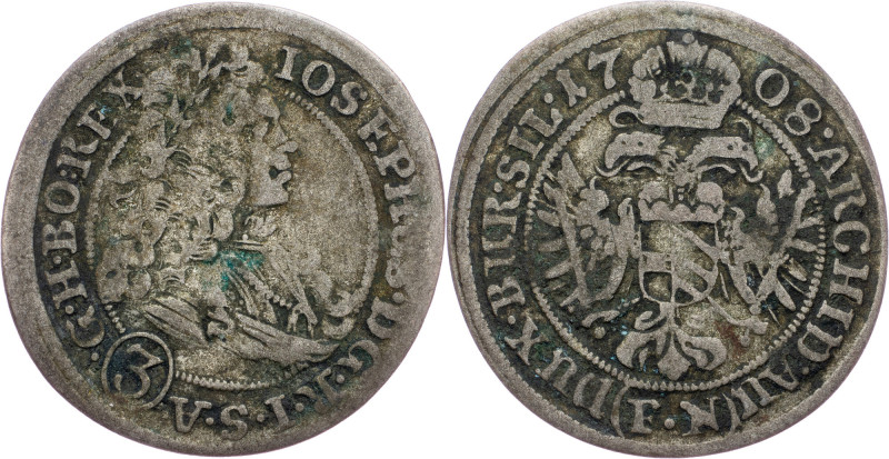 Joseph I., 3 Kreuzer 1708, FN, Breslau Joseph I., 3 Kreuzer 1708, FN, Breslau, M...