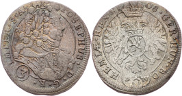 Joseph I., 3 Kreuzer 1708, BW, Kuttenberg Joseph I., 3 Kreuzer 1708, BW, Kuttenberg, Mkč. 1731|corrosion; aVF

Grade: aVF