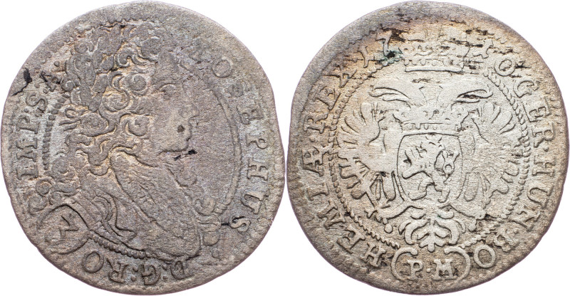 Joseph I., 3 Kreuzer 1710, Prague Joseph I., 3 Kreuzer 1710, Prague, Mkč. 1723|P...