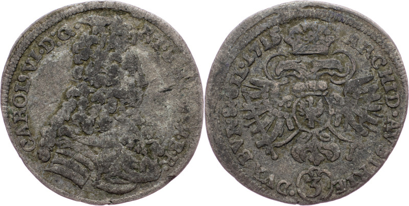 Charles VI., 3 Kreuzer 1715, Breslau Charles VI., 3 Kreuzer 1715, Breslau, Mkč. ...