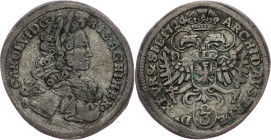 Charles VI., 3 Kreuzer 1724, Breslau Charles VI., 3 Kreuzer 1724, Breslau, Mkč. 1930|toned; VF

Grade: VF