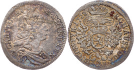 Charles VI., 3 Kreuzer 1728, Prague Charles VI., 3 Kreuzer 1728, Prague, Mkč. 1839|beautiful toning, remains of mint luster; EF

Grade: EF