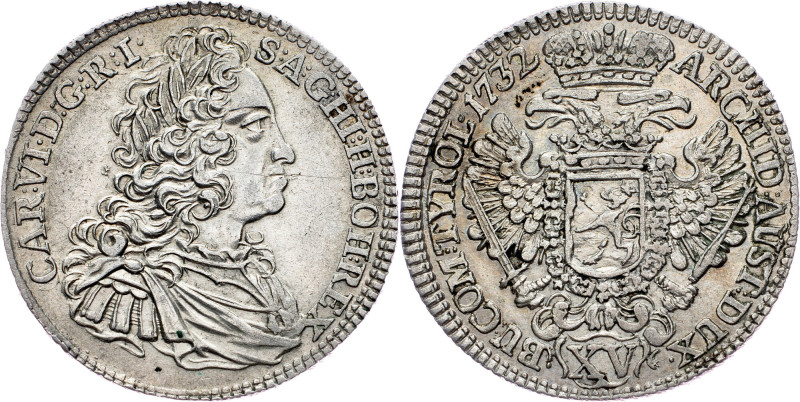 Charles VI., 15 Kreuzer 1732, Prague Charles VI., 15 Kreuzer 1732, Prague, Her. ...