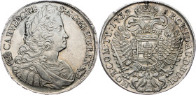 Charles VI., 1 Thaler 1739, KB, Kremnitz Charles VI., 1 Thaler 1739, KB, Kremnitz, Her. 454|min. toned, nice quality; EF

Grade: EF