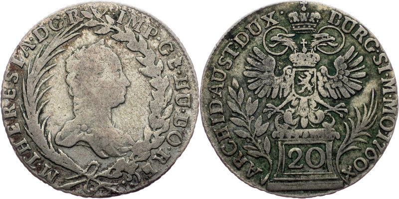 Maria Theresia, 20 Kreuzer 1760, Prague Maria Theresia, 20 Kreuzer 1760, Prague,...