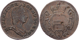 Maria Theresia, 1 Pfennig 1765, Vienna Maria Theresia, 1 Pfennig 1765, Vienna, Her. 1710|toned; VF+

Grade: VF+