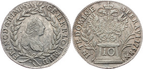 Franz I. Stephan, 10 Kreuzer 1758, Prague Franz I. Stephan, 10 Kreuzer 1758, Prague|toned, flan defects; VF+

Grade: VF+