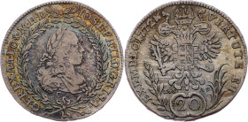 Joseph II., 20 Kreuzer 1772, Prague Joseph II., 20 Kreuzer 1772, Prague, Mkč. 2008|toned; VF

Grade: VF