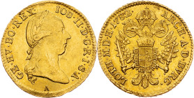 Joseph II., 1 Dukat 1782, A, Vienna Joseph II., 1 Dukat 1782, A, Vienna, Her. 24|slightly wavy, toned; EF

Grade: EF