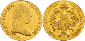 Joseph II., 1 Dukat 1786, B, Kremnitz Joseph II., 1 Dukat 1786, B, Kremnitz, Her. 33|remains of mint luster; EF/EF+

Grade: EF/EF+