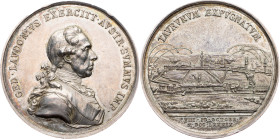 Joseph II., Medal 1789 Joseph II., Medal 1789, Mont. 2181|Capture of Belgrade, hallmarked, mount removed!; EF

Grade: EF