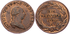 Joseph II., 1 Kreuzer 1790, S, Smolnik Joseph II., 1 Kreuzer 1790, S, Smolnik, Her. 418|mint luster, toned; aUNC

Grade: aUNC