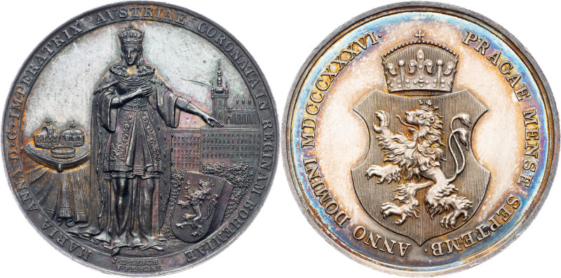 Ferdinand V., Medal 1836, Anna Marie - Coronation of the bohemian queen in Pragu...