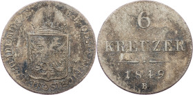 Franz Joseph I., 6 Kreuzer 1849, B, Kremnitz Franz Joseph I., 6 Kreuzer 1849, B, Kremnitz, Fruh. 1607|toned; F+

Grade: F+