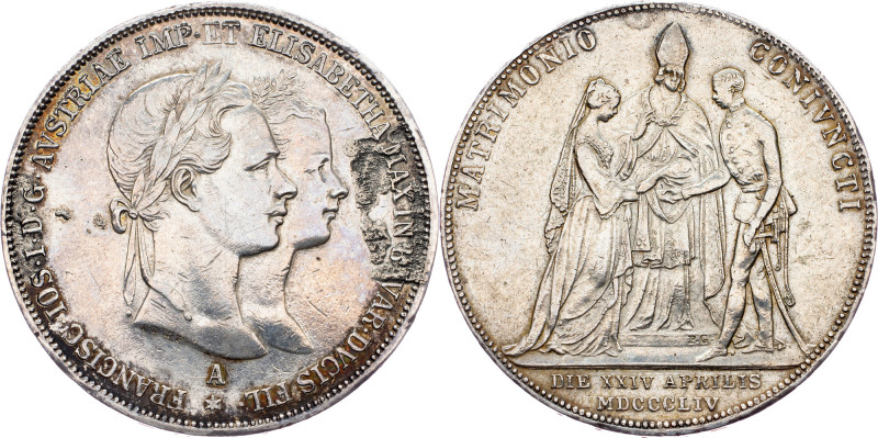 Franz Joseph I., 2 Gulden 1854, Vienna Franz Joseph I., 2 Gulden 1854, Vienna, F...