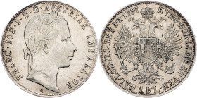 Franz Joseph I., 1 Gulden 1857, A, Vienna Franz Joseph I., 1 Gulden 1857, A, Vienna, Fruh. 1442|toned; VF+

Grade: VF+