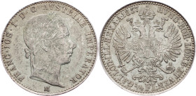 Franz Joseph I., 1/4 Gulden 1857, M, Milan Franz Joseph I., 1/4 Gulden 1857, M, Milan, Fruh. 1516|toned, rare; VF

Grade: VF