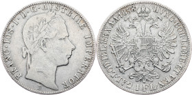 Franz Joseph I., 1 Gulden 1858, B, Kremnitz Franz Joseph I., 1 Gulden 1858, B, Kremnitz, Fruh. 1447; VF

Grade: VF