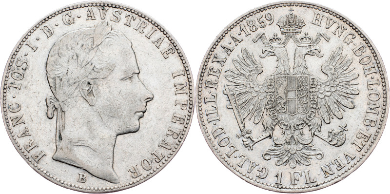 Franz Joseph I., 1 Gulden 1859, B, Kremnitz Franz Joseph I., 1 Gulden 1859, B, K...