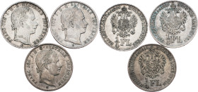 Franz Joseph I., 3pcs of 1/4 Gulden 1859 Franz Joseph I., 3pcs of 1/4 Gulden 1859|Lot of 3pcs; VF-EF

Grade: VF-EF