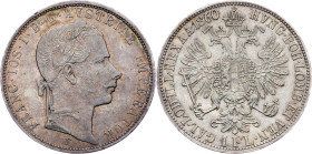Franz Joseph I., 1 Gulden 1860, E, Karlsburg Franz Joseph I., 1 Gulden 1860, E, Karlsburg, Fruh. 1458|remains of mint luster, toned, rare; EF

Grade...