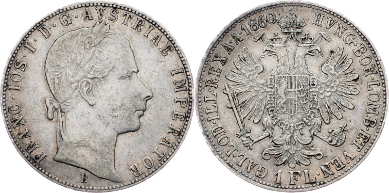 Franz Joseph I., 1 Gulden 1860, B, Kremnitz Franz Joseph I., 1 Gulden 1860, B, K...