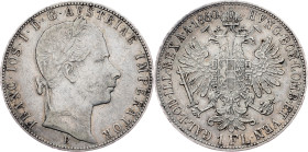 Franz Joseph I., 1 Gulden 1860, B, Kremnitz Franz Joseph I., 1 Gulden 1860, B, Kremnitz, Fruh. 1457; VF

Grade: VF